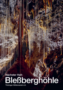 Cover of the book on the Blessberg Cave, showing a photograph from within the cave with many sodastraw speleothems.